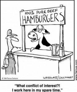 cow in a hamburger stand