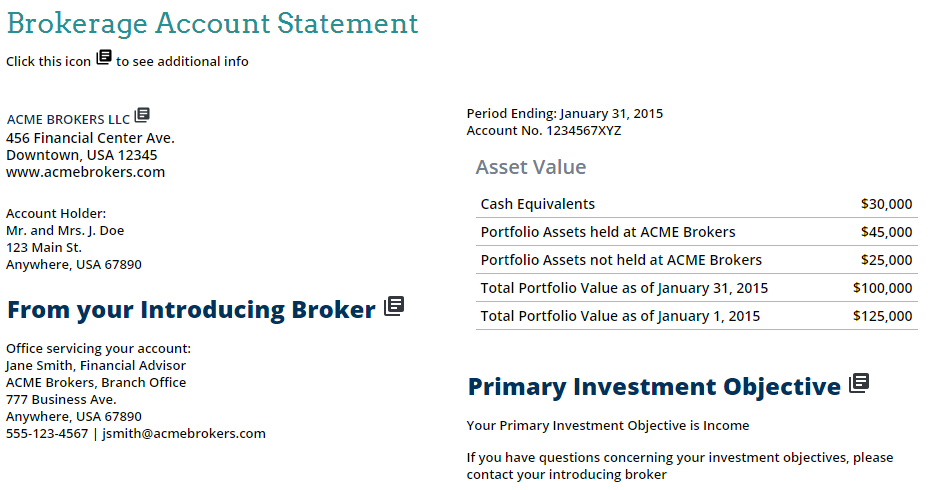 brokerage account statement screenshot